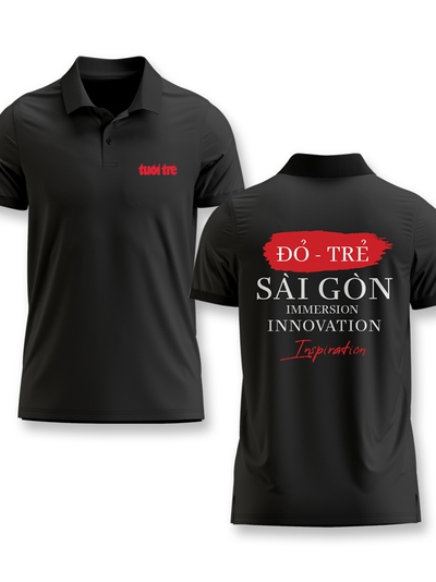[A002] ÁO POLO TUỔI TRẺ "ĐỎ - TRẺ - SÀI GÒN" - ĐEN