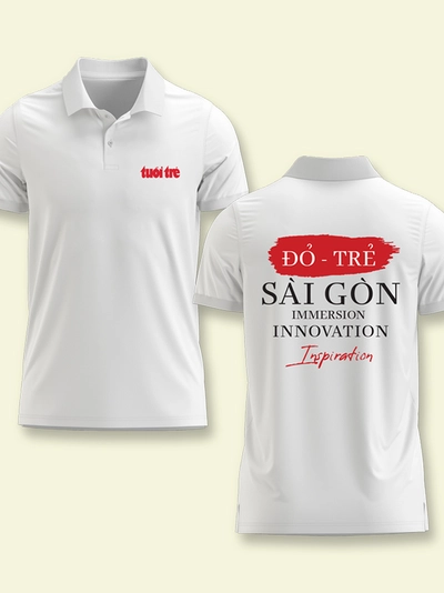 [A001] ÁO POLO TUỔI TRẺ "ĐỎ - TRẺ - SÀI GÒN" - TRẮNG