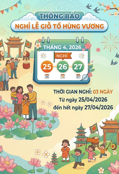 Gợi ý câu lệnh cho AI tạo thông báo nghỉ lễ Giỗ Tổ Hùng Vương và 30-4, 1-5