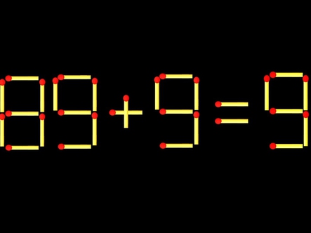 Thử tài IQ: Di chuyển một que diêm để 89+9=9 thành phép tính đúng