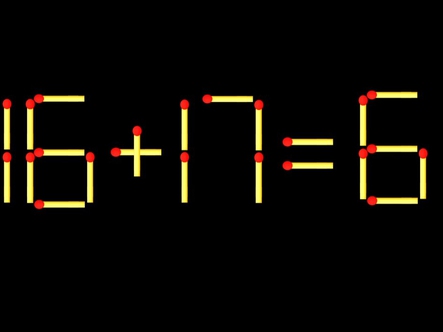 Thử tài IQ: Di chuyển một que diêm để 16+17=6 thành phép tính đúng
