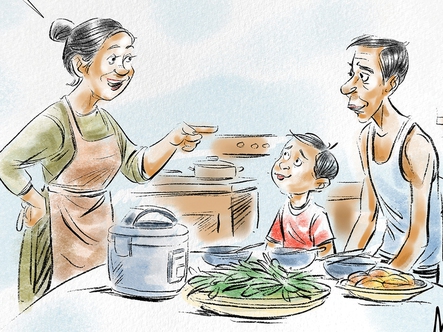 Lương mới về, cả nhà được bữa cơm rau mệt nghỉ