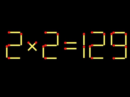 Thử tài IQ: Di chuyển một que diêm để 2x2=129 thành phép tính đúng