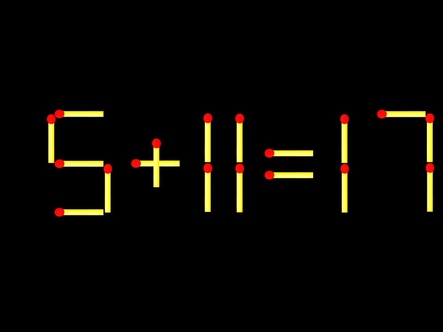 Thử tài IQ: Di chuyển một que diêm để 5+11=17 thành phép tính đúng