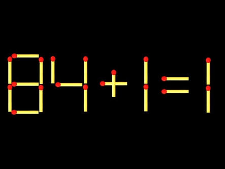 Thử tài IQ: Di chuyển một que diêm để 84+1=1 thành phép tính đúng