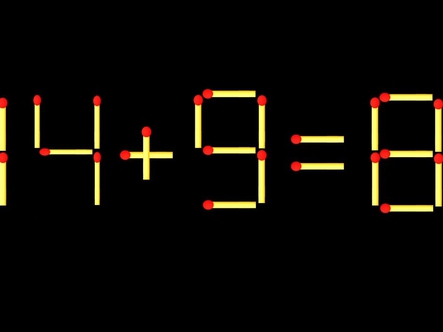 Thử tài IQ: Di chuyển một que diêm để 14+9=8 thành phép tính đúng