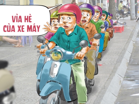 Ùn tắc cục bộ trên vỉa hè vì... cố chấp