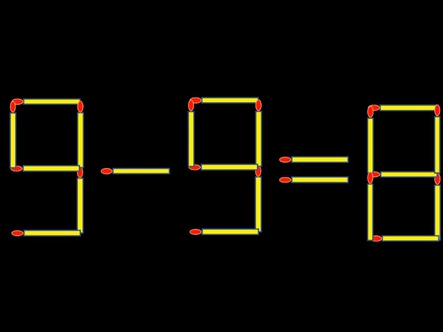 Thử tài IQ: Di chuyển một que diêm để 9-9=8 thành phép tính đúng