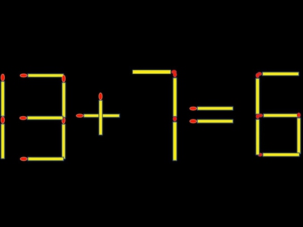 Thử tài IQ: Di chuyển một que diêm để 13+7=6 thành phép tính đúng