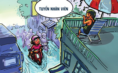 Giám đốc ngồi sân thượng tuyển nhân viên trực tiếp