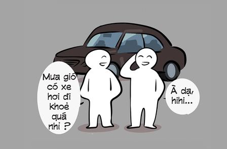 Mưa gió đi xe hơi khỏe quá nhỉ