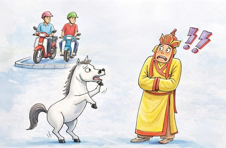 Con bận đi làm linh vật ngựa rồi sư phụ ơi