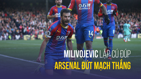 Crystal Palace - Arsenal (2-2): Milivojevic lập cú đúp, Arsenal đứt mạch thắng