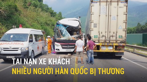 Tông xe trên đường dẫn hầm Hải Vân, nhiều người Hàn Quốc bị thương