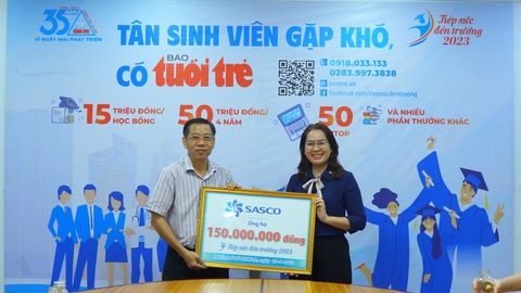 SASCO ủng hộ Tiếp sức đến trường 150 triệu đồng