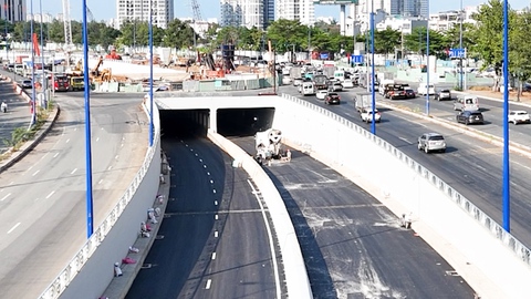 Cận cảnh hầm chui nút giao An Phú hoàn thành 99%, dự kiến thông xe vào cuối tháng 6