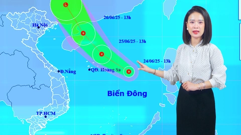 Thời tiết đêm 24 ngày 25-6: Áp thấp nhiệt đới trên Biển Đông gây mưa to sóng lớn