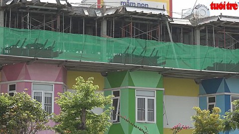 Dừng thi công trường mầm non vừa nuôi trẻ vừa xây cất