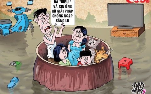 'Chống ngập bằng lu' qua con mắt họa sĩ biếm