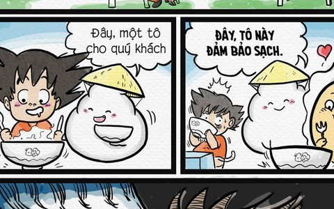 Son Goku đi ăn cháo lòng "siêu sạch" và cái kết đắng