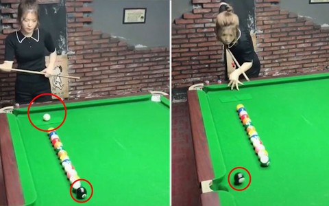 Cô gái xinh đẹp biểu diễn kỹ thuật bi-a siêu đỉnh