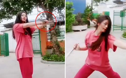 Hot girl múa côn nhị khúc đẹp mắt