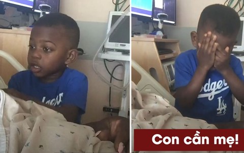 Mẹ nhập viện sinh em, bé trai tưởng mẹ bệnh đến động viên