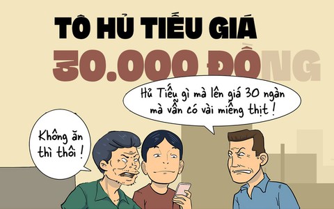 Chú Lâm bán tô hủ tiếu 30.000 đồng chỉ có vài miếng thịt