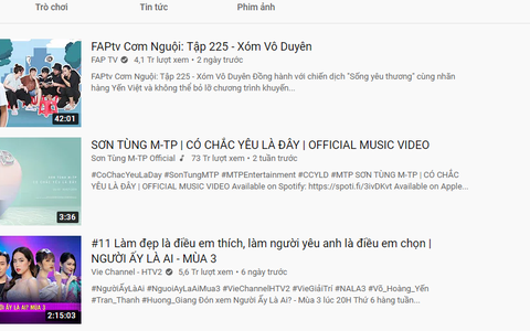 'Có chắc yêu là đây' của Sơn Tùng M-TP bị soán ngôi Top 1 trending bởi FAPtv