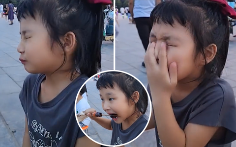 Không nhịn được cười với biểu cảm của bé gái đáng yêu khi ăn phải... đồ chua