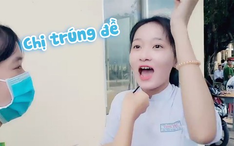Nữ sinh xinh đẹp vui mừng khôn xiết vì thi 'trúng tủ' vô cùng dễ thương