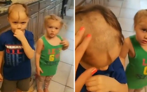 Mẹ hốt hoảng vì hai anh em nghịch ngợm lấy tông đơ cạo tóc nhau