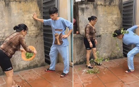 Chàng trai làm mẹ thất vọng khi học cách vẩy rau