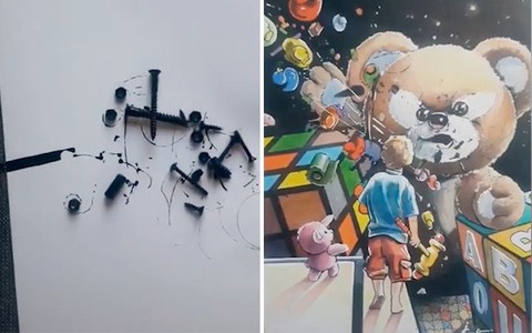 Những bức tranh siêu sáng tạo từ vết bẩn của ốc vít