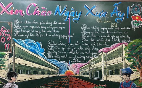 Trường học ở Thanh Hóa: Vẽ bằng phấn cứ ngỡ tác phẩm nghệ thuật
