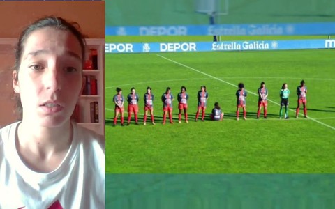 Nữ cầu thủ ngồi bệt xuống cỏ, phản đối việc tri ân Maradona