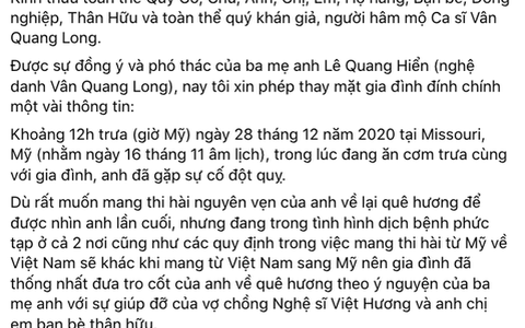 Nguyên nhân ca sĩ Vân Quang Long qua đời và thông tin tang lễ