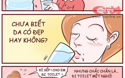 Đây là tôi khi thực hành uống 2 lít nước một ngày