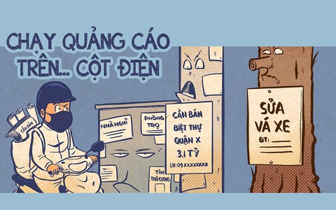 Phạt 2 triệu đồng nếu quảng cáo trên 'nền tảng' cột điện, thân cây