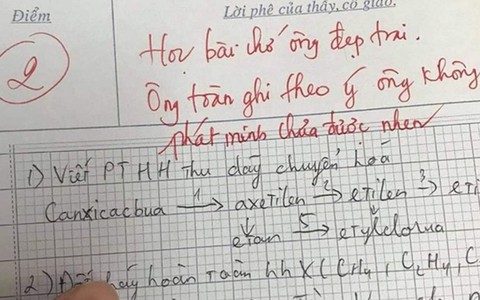 Vua Còm 10/4: Cô giáo gửi lời phê 'xì tin' cho bài kiểm tra 2 điểm