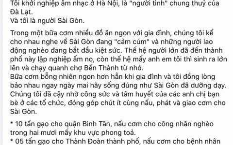 Hà Anh Tuấn góp 25 tấn gạo và nhu yếu phẩm cho người dân chống dịch