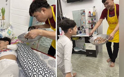 Bố dùng tuyệt chiêu nấu đồ ăn ngon để dụ con ra khỏi giường