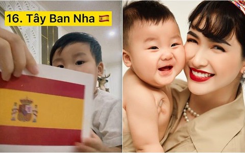 Con trai Hòa Minzy nhớ vanh vách quốc kỳ 19 nước
