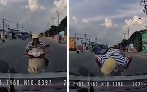 Chạy xe máy 'ngược đời', tông trực diện vào ôtô