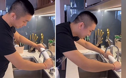 Vợ rửa bát cả tháng vì đố chồng lấy giẻ ra khỏi bồn không bị ướt