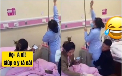 Vợ bỉm sữa 'quê một cục' khi chồng giúp y tá lấy chai nước biển