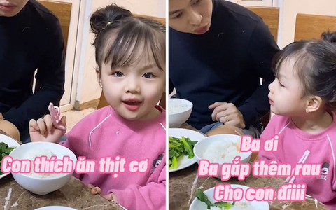 Con gái đòi ăn rau, chê thịt khi được ba khen