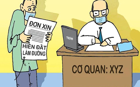 Đơn xin hiến đất làm đường...