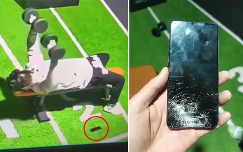 Thanh niên tập gym quăng tạ làm vỡ iPhone
