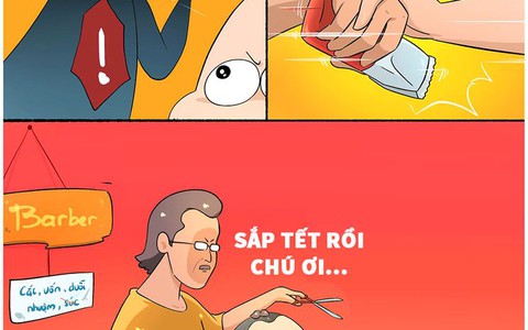 Thằng Tí đi hớt tóc tất niên